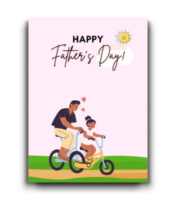Happy Father’s Day Cycling Card – Dad & Daughter Illustration
