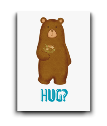 Adorable Bear with Flower Hug Card