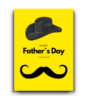 Happy Father’s Day Card – Classic Hat & Mustache Design