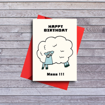 Happy Birthday Maaa!’ – Hilarious Sheep Pun Card for Farm Animal Lovers