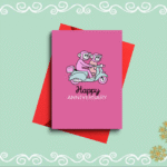 Monkey Couple Anniversary Scooter Card