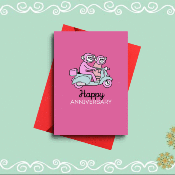 Monkey Couple Anniversary Scooter Card