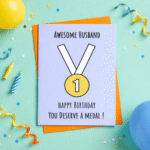 Funny Birthday Card – Awesome Husband Medal