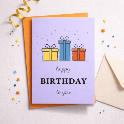 Happy Birthday To You – Gift Box Illustration Greeting Card