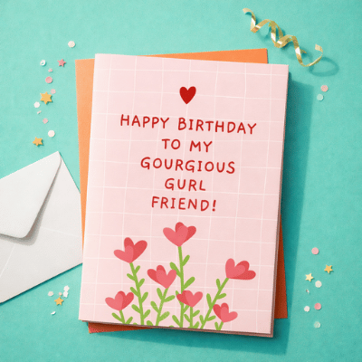 Happy Birthday To My Gorgeous Girl Friend – Premium Greeting Card