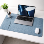 Felt Desk Mat Mouse Pad 70×38 cm – Eco-Friendly Non-Slip Desk Organizer with Pocket & Holders | Steel Light Grey Office & Home Desk Protector - Image 2