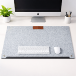 Felt Desk Organizer Mouse Pad 25×13 Inch | Extended Non-Slip Desktop Mat with Double Storage Pockets | Large Office & Home Desk Protector – Grey