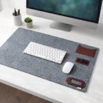 Felt Desk Organizer Mouse Pad 26.5 × 14.25 cm – Eco-Friendly Smooth Desktop Mat, Dark Grey, for Office & Home