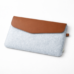 Felt Laptop Sleeve 16 Inch–16.5 Inch – Slim Eco-Friendly Soft Laptop Case with Leather Flap, Light Grey - Image 3