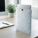 Felt Laptop Sleeve 16 Inch–16.5 Inch | Vertical Slim Eco-Friendly Soft Case for MacBook & Laptops | Light Grey - Image 2