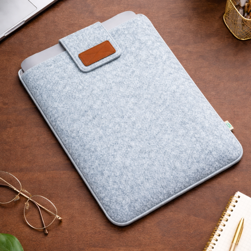 Daily Kit (1) Felt Laptop Sleeve 16 Inch–16.5 Inch | Vertical Slim Eco-Friendly Soft Case for MacBook & Laptops | Light Grey - Image 1