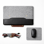 Travel-Ready Tech Organizer Set – 13-inch Felt Laptop Sleeve + Cable Wrap + Felt Mouse Pad | Slim, Lightweight, Laptop Protection Pack