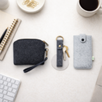 Everyday Carry Combo – Felt Wristlet Pouch, Key Chain & Power Bank Pouch