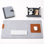 Home Desk Upgrade Kit – Felt Desk Mat, Diary Cover & Storage Basket for Modern Workspace Organization