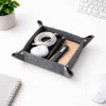 Home Desk Upgrade Kit – Felt Desk Mat, Diary Cover & Storage Basket for Modern Workspace Organization - Image 3