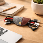 Felt Cable Wrap Pouch – Compact Wire Management Holder for USB, Charging Cables, Earphones & Accessories