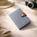 Felt Passport Cover with Card Slots & Snap Closure – Slim Travel Wallet, Eco-Friendly Passport Holder