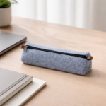 Felt Pen Pouch with Zipper – Minimalist Grey Pencil Case for Office, School & Travel