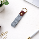 Felt Keychain with Leather Tab & Brass Ring – Minimal Eco-Friendly Key Holder, Lightweight Everyday Carry - Image 3