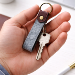 Felt Keychain with Leather Tab & Brass Ring – Minimal Eco-Friendly Key Holder, Lightweight Everyday Carry - Image 2