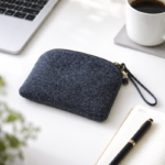 Felt Wristlet Pouch with Zipper & Wrist Strap | Minimalist Soft Felt Pouch for Daily Essentials - Image 2