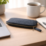 Felt Wristlet Pouch with Zipper & Wrist Strap | Minimalist Soft Felt Pouch for Daily Essentials - Image 3