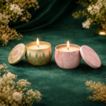 Silent Bloom & Serene Spark Decorative Candle Combo Pack – Artistic Tin Candles for Elegant Home Décor & Gifting