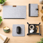 Ultimate Desk Organization & Self-Care Gift Bundle – Desk Mat, Mouse Pad, Diary Cover, Storage Basket & Calm Flame Decorative Candle