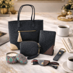 Premium Travel & Lifestyle Gift Bundle with Hand Bag, Passport Cover, Pouch, Key Chain, Cable Wrap & Gentle Aura Decorative Candle