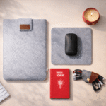 Rise & Achieve Productivity Gift Bundle – Productivity Planner, Laptop Sleeve, Mouse Pad, Cable Wrap & Pure Flicker Decorative Candle | Work & Desk Essentials Gift Set