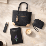 Thankful Gratitude Journal Gift Bundle with Pouch, Handbag, Key Chain & Serene Spark Decorative Candle – Mindfulness & Self-Care Gift Set