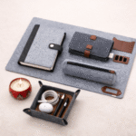 Premium Desk Organization & Wellness Gift Bundle – Desk Mat, Storage Basket, Diary Cover, Wire Organizer, Pouch & Still Light Decorative Candle