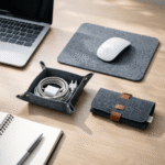 Workday Essentials Trio Pack – Storage Basket, Mouse Pad & Wire Organizer | Premium Desk Organizer Gift Bundle