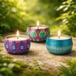 Serenity Trio Decorative Candle Set – Calm Flame, Gentle Aura & Subtle Glow Tin Candles for Elegant Home Décor and Gifting