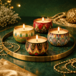 Silent Serenity Set Decorative Candle Combo – Silent Bloom, Silent Light, Quiet Glow & Still Light Tin Candles for Elegant Home Décor